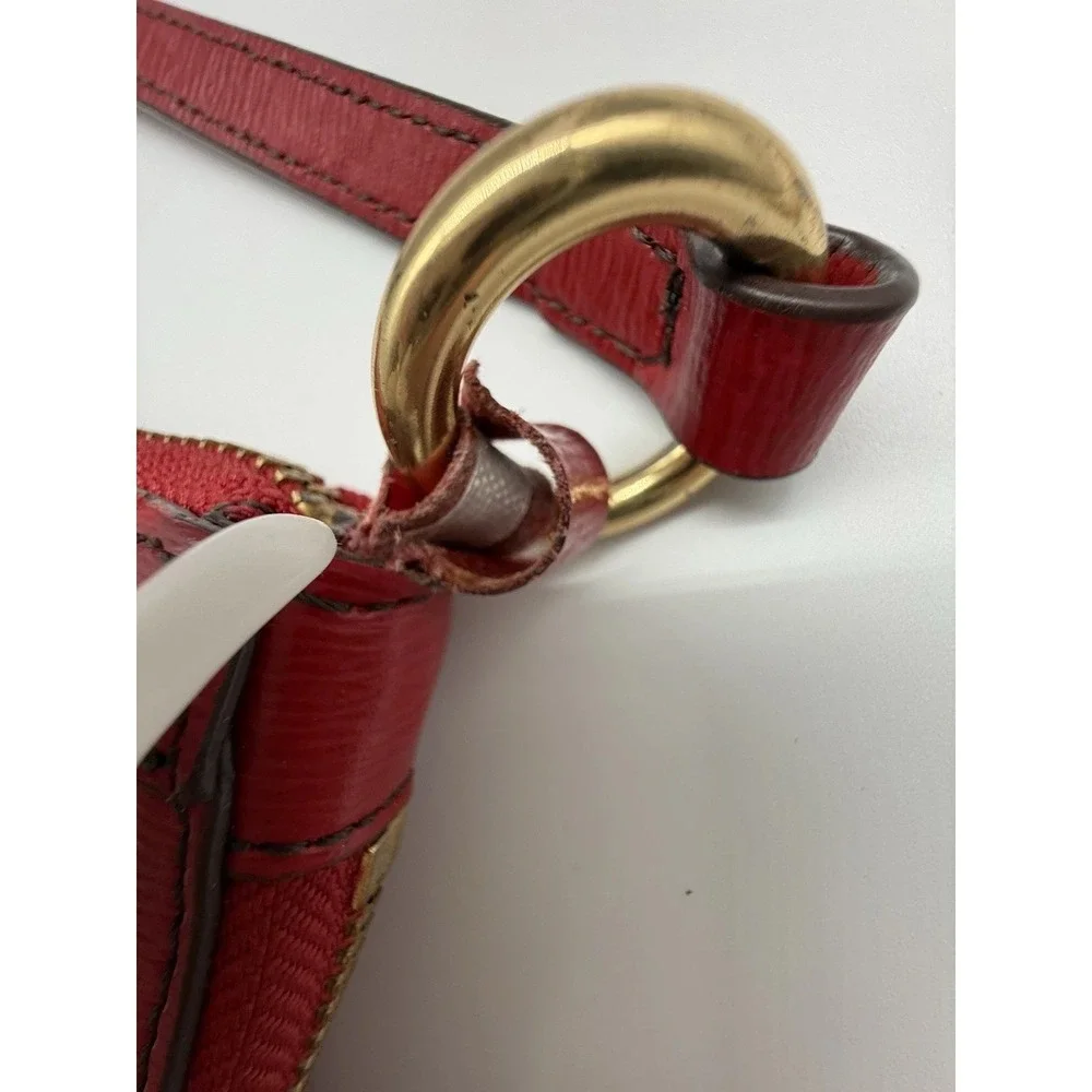 LRL Lauren Ralph Lauren Vintage Red Leather Gold‎ Zipper Purse Handbag